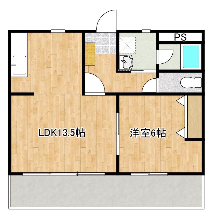 CURE PLACE 吉野中央(1LDK/2階)の間取り写真