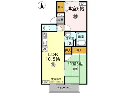 セレーノ岡本A棟(2LDK/2階)の間取り写真