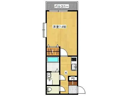 プレファランス薩摩川内(1K/2階)の間取り写真