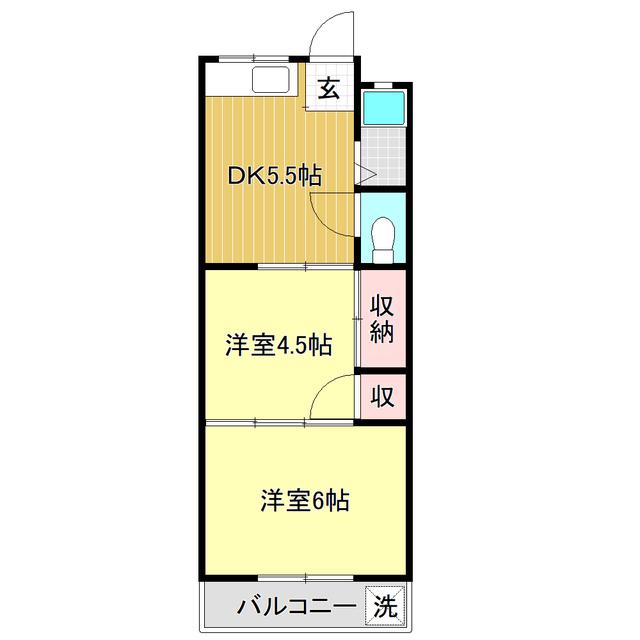 西泉荘(2DK/2階)の間取り写真