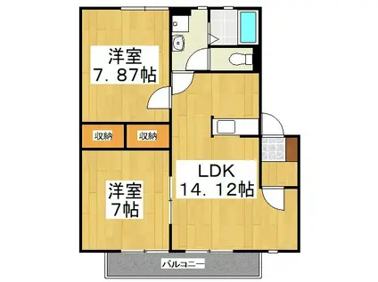 ヌーヴォー・シャンテ C(2LDK/2階)の間取り写真