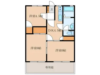 ラフィネ・ノワール今村南(3DK/1階)の間取り写真