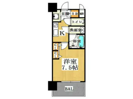 CITY SPIRE西中島(1K/5階)の間取り写真