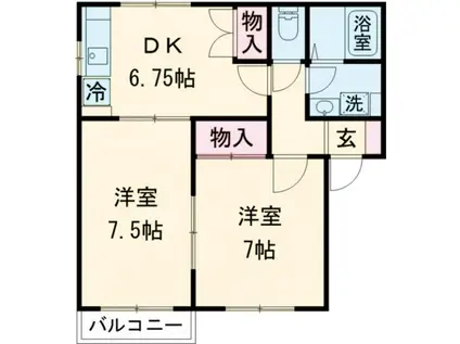 グランフォーレ・A(2DK/2階)の間取り写真