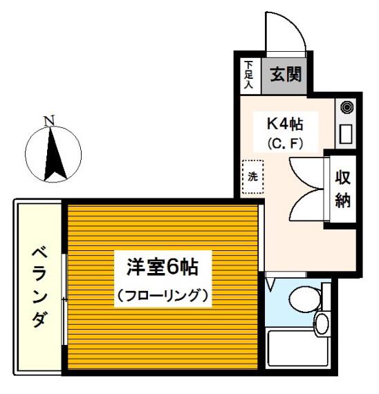 ヴィラフローレスタ(1K/3階)の間取り写真