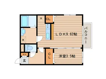 サニープレイス八乙女(1LDK/1階)の間取り写真