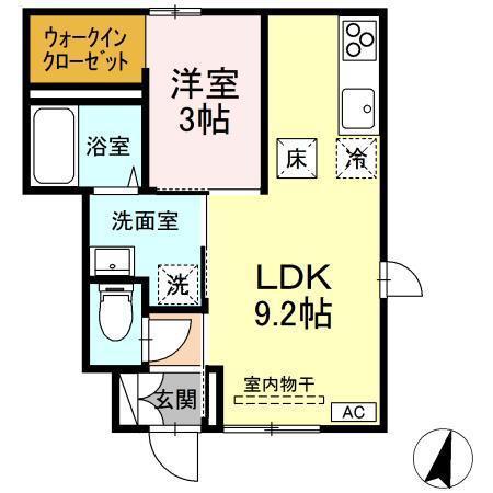RESUA鍛冶町(1LDK/1階)の間取り写真