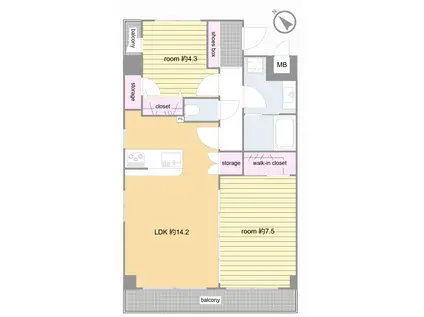 PLUMYRE(2LDK/4階)の間取り写真