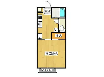 ガーデニア屋島(1K/1階)の間取り写真