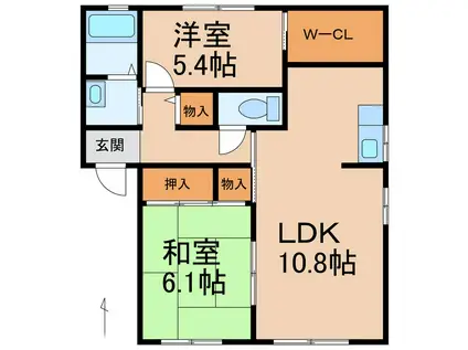 クインテット(2LDK/1階)の間取り写真