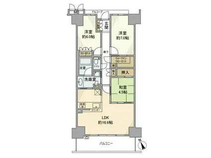 ジオ南草津(3LDK/3階)の間取り写真