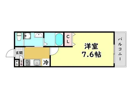 ALEGRIA古川橋II(1K/1階)の間取り写真