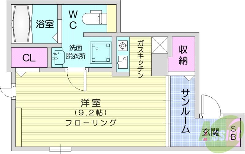 プラシード・Ⅰ(ワンルーム/1階)の間取り写真