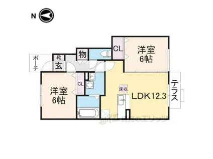 グランモア東九条Ⅱ(2LDK/1階)の間取り写真