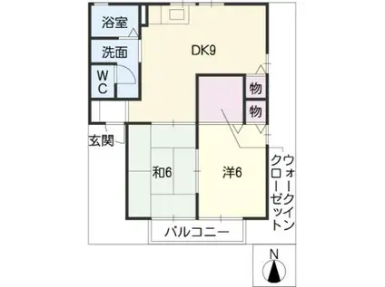 セジュール亀山 E(2DK/1階)の間取り写真