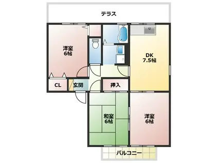 アメニティーハウス(3DK/1階)の間取り写真