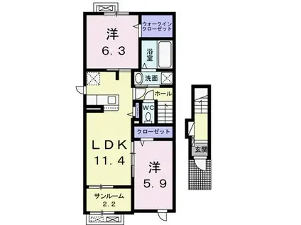 ネオプレイスA(2LDK/2階)の間取り写真