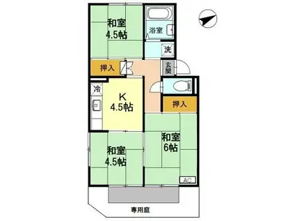 ピュアハイムI(3K/1階)の間取り写真