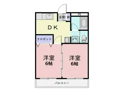 塚田ハイツ(2DK/3階)の間取り写真