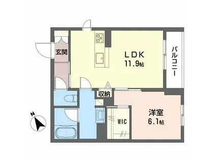 メゾンRUEBRILLER(1LDK/2階)の間取り写真