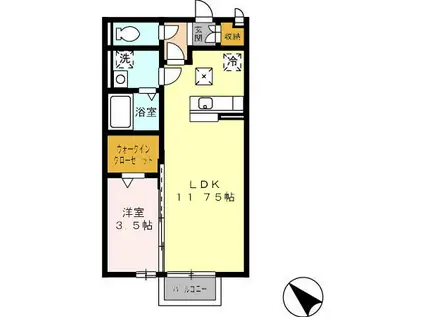 ボン・ヴォヤージュIII(1LDK/1階)の間取り写真