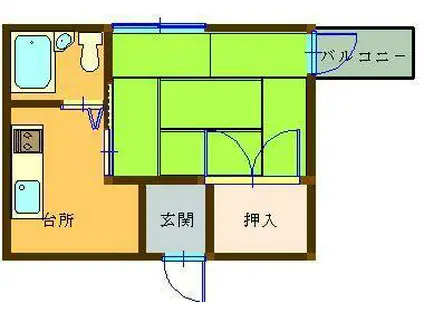 オーシャンマンション(1K/3階)の間取り写真