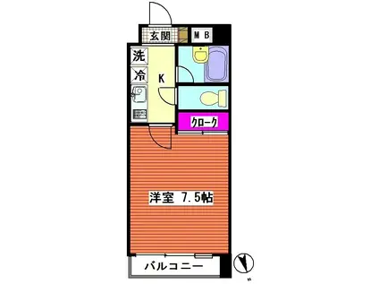 MOON AVENUE(1K/4階)の間取り写真