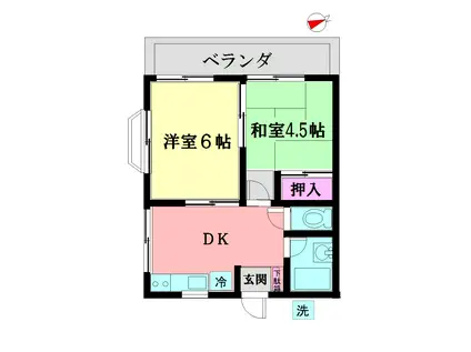 メゾンカトレア(2DK/1階)の間取り写真