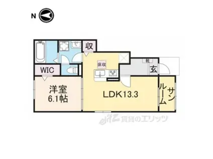 クレール丹波篠山2(1LDK/1階)の間取り写真