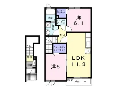 アヴァンシャーレ(2LDK/2階)の間取り写真