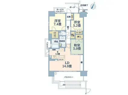 ローレルコート桃山台 THE HOUSE(3LDK/1階)の間取り写真