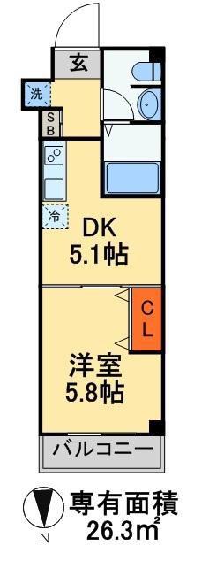 ELAN VITAL(1DK/4階)の間取り写真