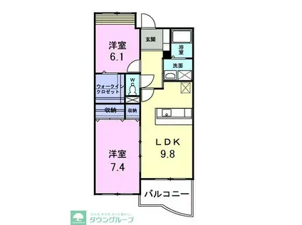 パイン・ヒルズ参番館(2LDK/3階)の間取り写真