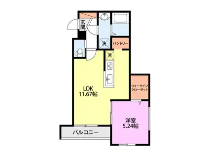 ミリアビタ宮本(1LDK/2階)の間取り写真