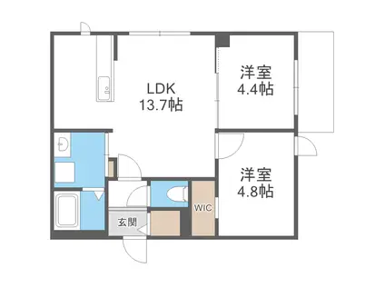 キャトルラヴィ(2LDK/5階)の間取り写真