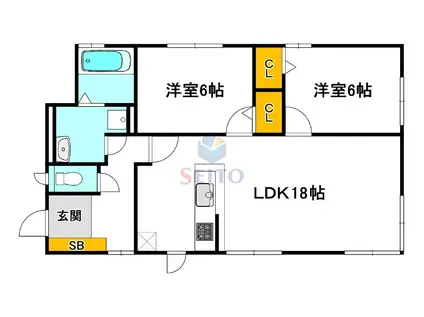 メイマオA棟I(2LDK/1階)の間取り写真