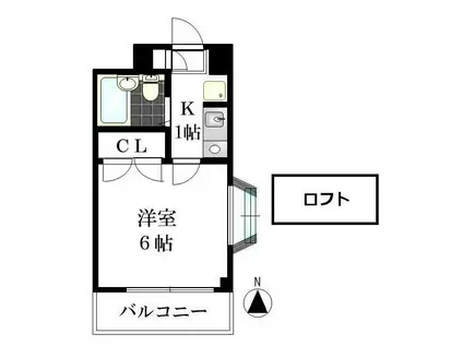 リバーサイドKUJI(1K/5階)の間取り写真