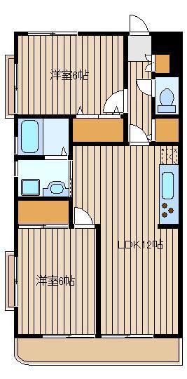 ファミール篠(2LDK/1階)の間取り写真