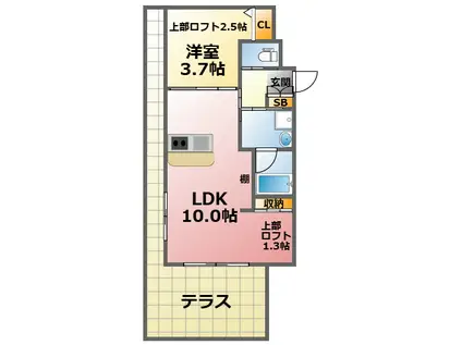 GRAN KOBERIA津門大箇町(1LDK/1階)の間取り写真