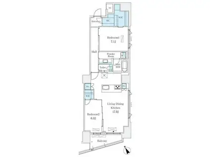 ルアンドゥ南青山(2LDK/7階)の間取り写真