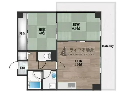 ヴィルヌーブソシア(2LDK/5階)の間取り写真