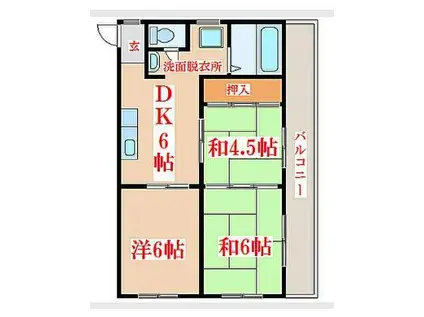 みどりハイツ(3DK/3階)の間取り写真