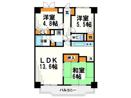 ロイヤルシーダ(3LDK/2階)の間取り写真