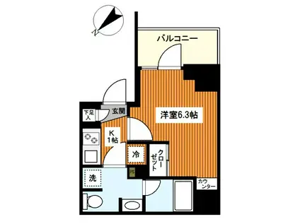 コンフォリア・リヴ横浜平沼(1K/1階)の間取り写真