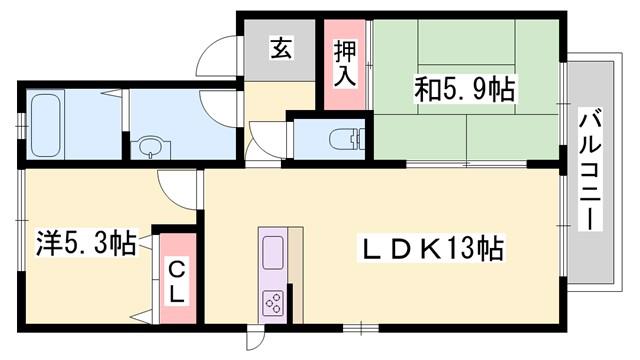 ウエストサイドコート(2LDK/2階)の間取り写真