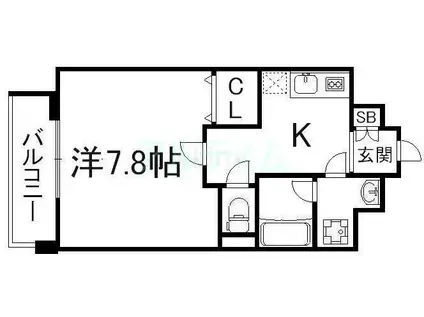 ベラジオ五条堀川III(1K/2階)の間取り写真