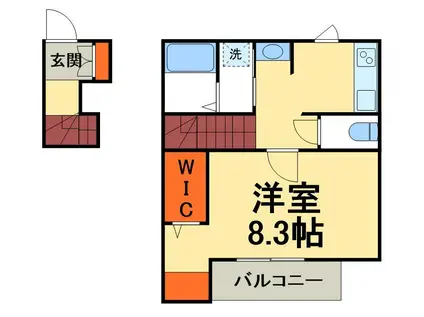 ソシア南柏III(1K/2階)の間取り写真