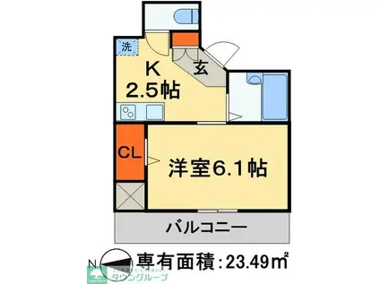 ラグジュアリーガーデン東松戸(ワンルーム/3階)の間取り写真
