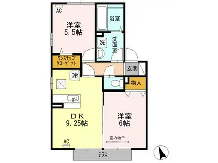 ホワイトクローバー(2LDK/1階)の間取り写真