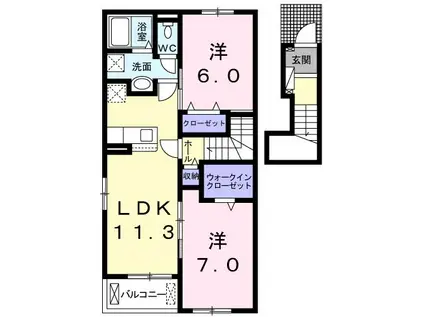 アヴニールIV(2LDK/2階)の間取り写真